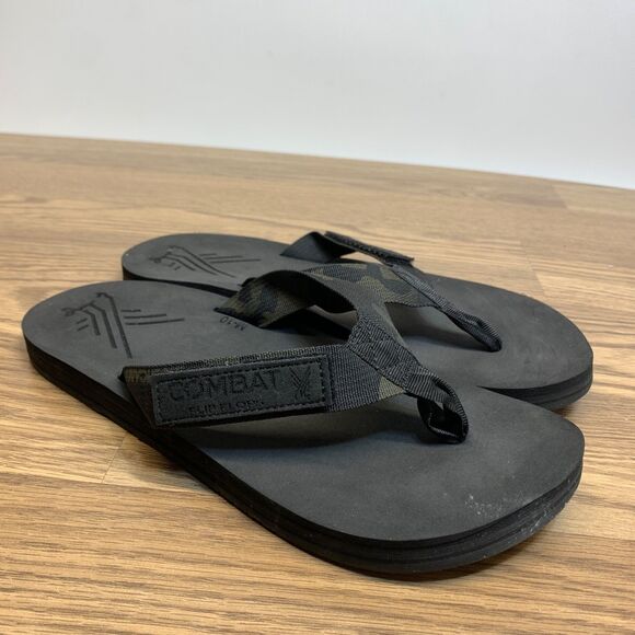 Mens Combat Flip Flops Floperator Black Men's 10 Thong Sandals Camo - Picture 1 of 8